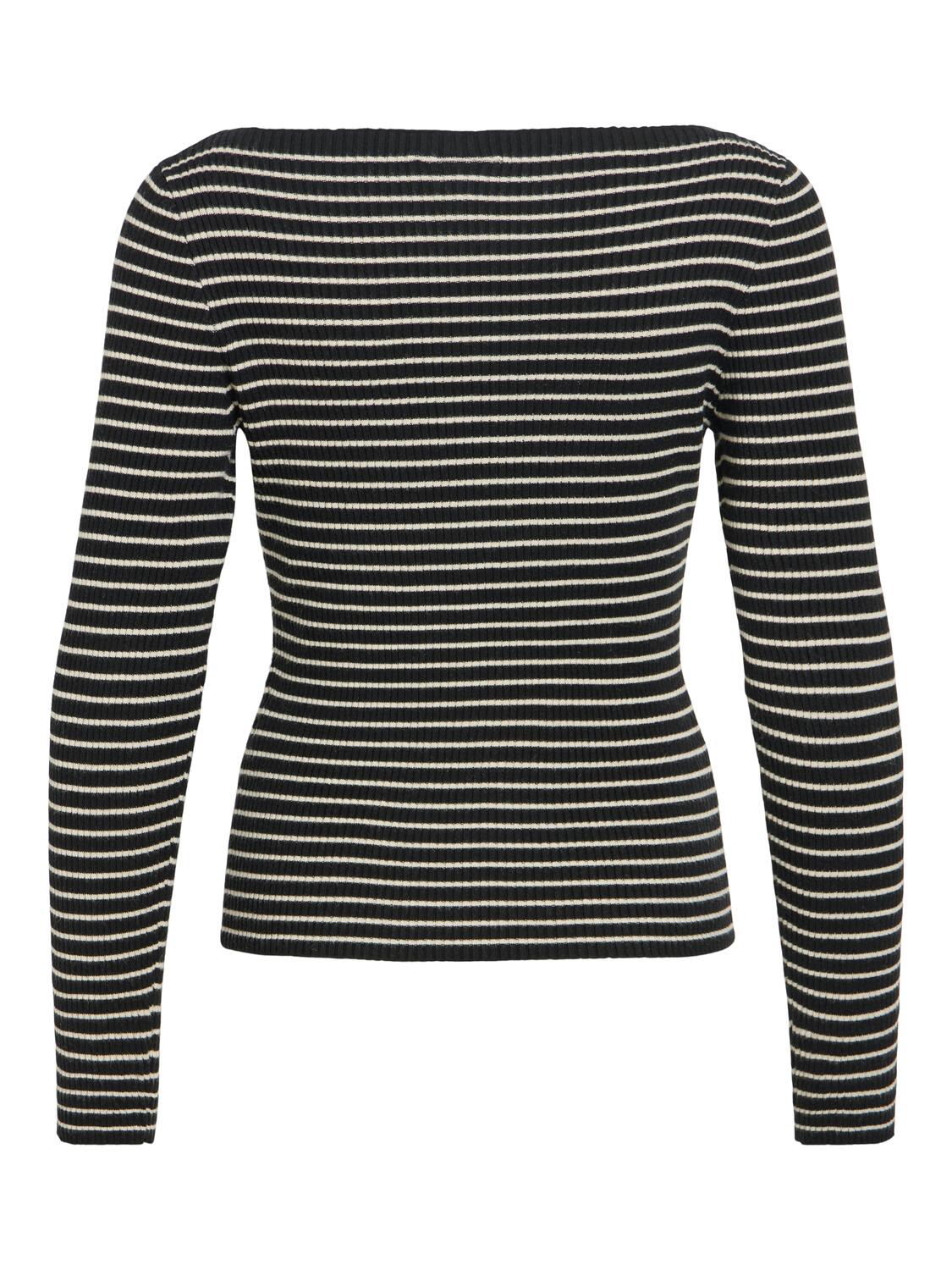 Vishila Boatneck Stripe bluse - Black Beauty